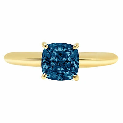 Pre-owned Pucci 1.0 Ct Cushion Cut London Blue Topaz Wedding Bridal Promise Ring 14k Yellow Gold In D