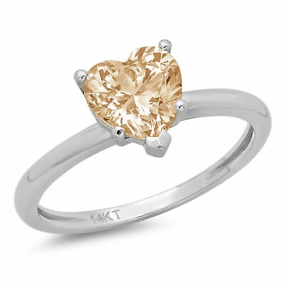 Pre-owned Pucci 1 Heart Shape Real Morganite Wedding Bridal Classic Promise Ring 14k White Gold In D