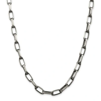 Pre-owned Accessories & Jewelry Sterling Silver Solid Antiqued 8mm Oval Link Chain W/ Lobster Clasp 20" - 24"