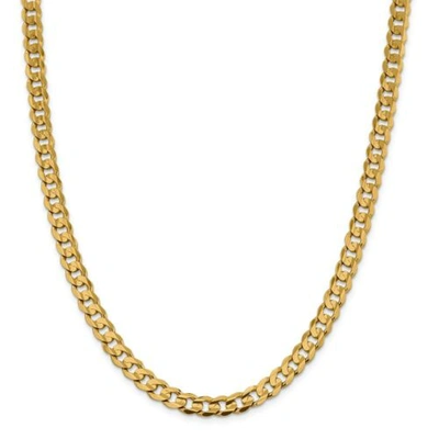 Pre-owned Accessories & Jewelry 14k Yellow Gold 7.5mm Open Concave Curb Link Chain W/ Lobster Clasp 20" - 24"