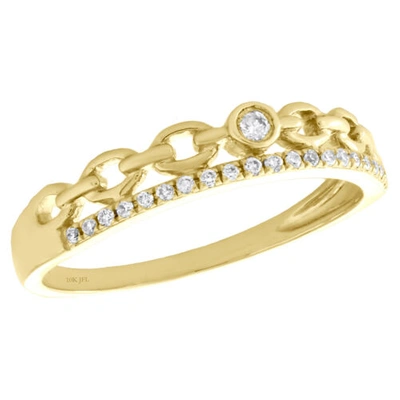Pre-owned Jfl Diamonds & Timepieces 10k Yellow Gold Bezel Set Diamond Chain Link Right Hand Cocktail Ring 1/12 Ct. In White