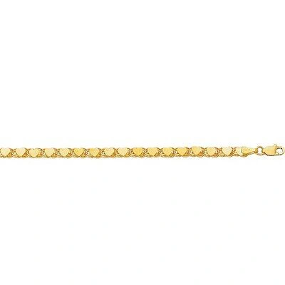 Pre-owned R C I 14kt Yellow Gold Mirror Heart Link Chain Necklace 18" 3mm 7 Grams In No Stone