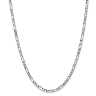 Pre-owned Accessories & Jewelry 14k White Gold 4.4mm Semi Solid Plain Figaro Chain W/ Lobster Clasp 16" - 24"