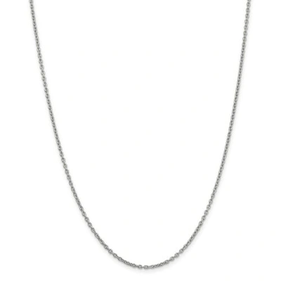 Pre-owned Accessories & Jewelry 14k White Gold 2mm Polished Solid Cable Link Chain W/ Lobster Clasp 16" - 30"