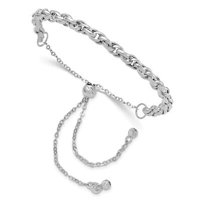 Pre-owned Superdealsforeverything Real 14kt White Gold Polished Fancy Link Adj. Chain Bracelet