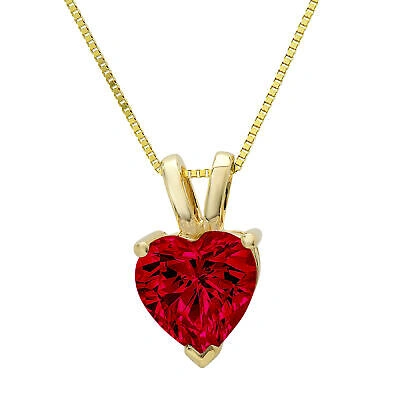 Pre-owned Pucci .5ct Heart Cut Natural Red Garnet Pendant Necklace 18" Chain Box 14k Yellow Gold