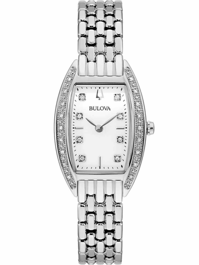 Pre-owned Bulova 96r244 Mother-of-pearl Dial Diamond Silver Tone Watch Great Gift