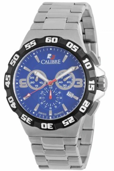 Pre-owned Calibre Men's Sc-5l2-04-003 Lancer Chrono Luminous Blue Dial Steel Watch