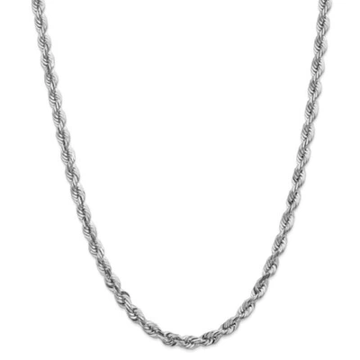 Pre-owned Accessories & Jewelry 14k White Gold 5.5mm Solid Diamond Cut Rope Chain W/ Lobster Clasp 20" - 30"