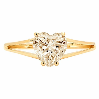 Pre-owned Pucci 1.5ct Heart Unique Yellow Moissanite Wedding Bridal Promise Ring 14k Yellow Gold