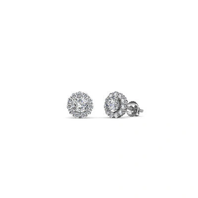 Pre-owned Trijewels Round Diamond Womens Halo Stud Earrings 0.75 Ctw 14k White Gold Jp:149087 In H-i