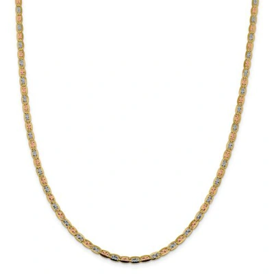 Pre-owned Accessories & Jewelry 14k Tri Color Gold 3.8mm Solid Pave Valentino Chain W/ Lobster Clasp 16" - 24"
