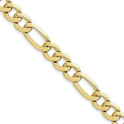 Pre-owned The Black Bow Men's 10mm 10k Yellow Gold Solid Concave Figaro Chain Necklace