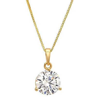 Pre-owned Pucci 1.8ct Round Cut Simulated Solitaire Martini 14k Yellow Gold Pendant 16" Chain In D
