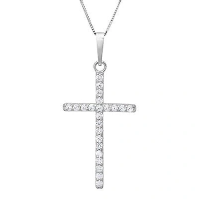 Pre-owned Pucci 1.25ct Round Cut Simulated Solitaire Cross Pendant 14k White Gold 16" Chain In D