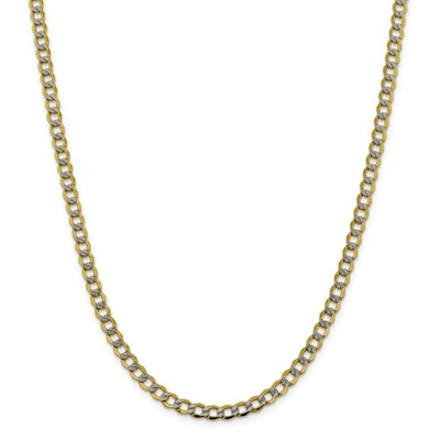 Pre-owned Accessories & Jewelry 14k Yellow Gold 5.2mm Semi Solid Pave Curb Chain W/ Lobster Clasp 16" - 24"