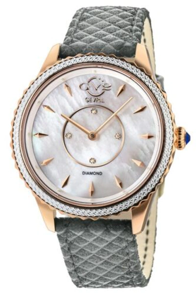 Pre-owned Gv2 By Gevril Womens 11701-929.e Siena Diamonds Grey Suede Leather Swiss Watch