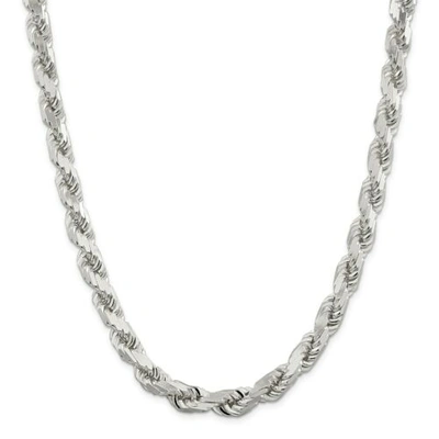 Pre-owned Accessories & Jewelry Sterling Silve 10.25mm Diamond Cut 8 Side Rope Chain W/ Lobster Clasp 24" - 30"