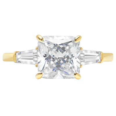 Pre-owned Pucci 3.5ct 3stone Asscher Baguette Cut Engagement Bridal Wedding Ring 14k Yellow Gold In D