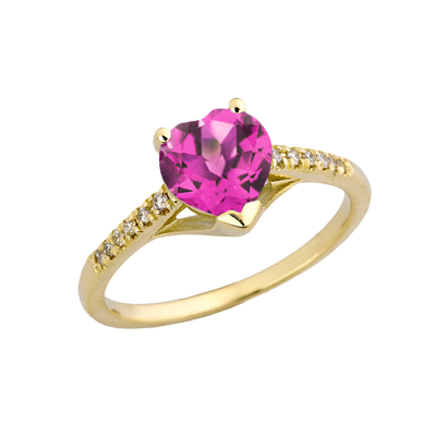 Pre-owned Claddagh Gold Gold Alexandrite (lcal) & Diamond Engagement/ Proposal Ring In Yellow Gold