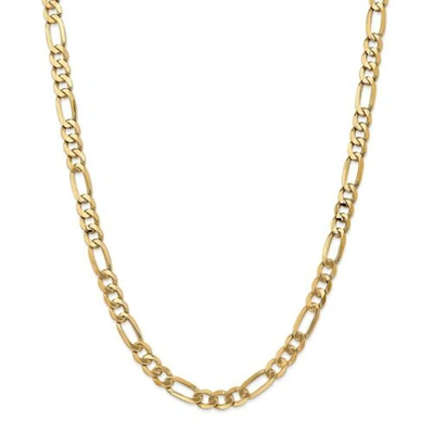 Pre-owned Accessories & Jewelry 14k Yellow Gold 7mm Solid Plain Flat Figaro Chain W/ Lobster Clasp 18" - 28"