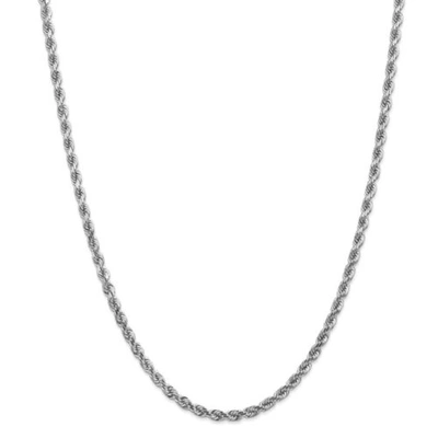Pre-owned Accessories & Jewelry 14k White Gold 4mm Solid Diamond Cut Rope Chain W/ Lobster Clasp 18" - 30"