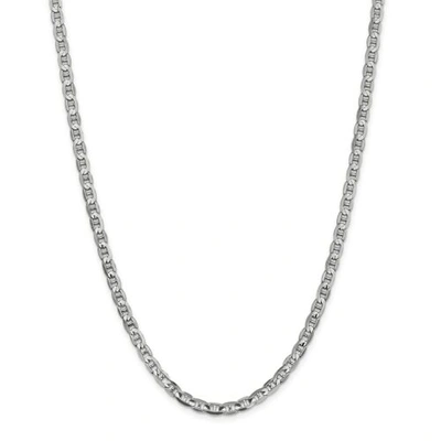 Pre-owned Accessories & Jewelry 14k White Gold 4.5mm Solid Concave Anchor Link Chain W/ Lobster Clasp 18" - 24"