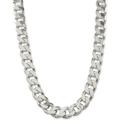 Pre-owned Accessories & Jewelry Sterling Silver Solid Plain 16.2mm Curb Link Chain W/ Lobster Clasp 20" - 28"