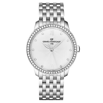 Pre-owned Girard-perregaux Gp Women's '1966' Diamonds Silver Dial Ss Bracelet Automatic 49523d11a171-11a