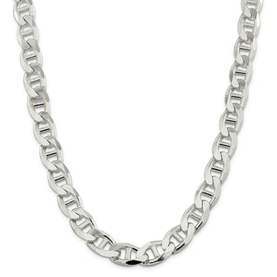 Pre-owned Accessories & Jewelry Sterling Silver Solid Plain 13.5mm Flat Anchor Chain W/ Lobster Clasp 24" - 26"