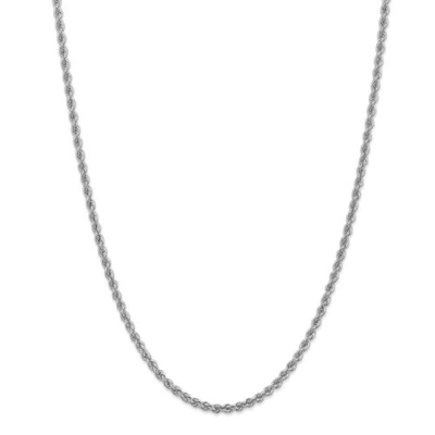 Pre-owned Accessories & Jewelry 14k White Gold 3mm Solid Plain Rope Chain W/ Lobster Clasp 18" - 30"
