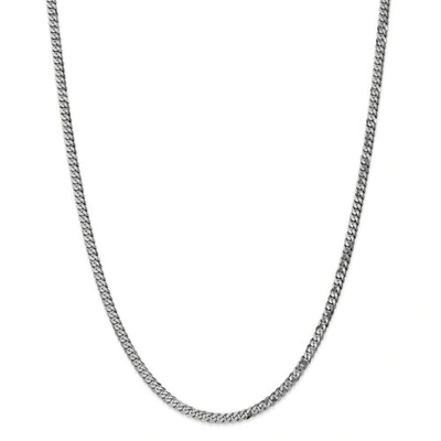 Pre-owned Accessories & Jewelry 14k White Gold 3.2mm Solid Flat Beveled Curb Chain W/ Lobster Clasp 16" - 24"