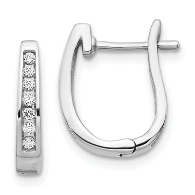 Pre-owned Jewelry 14k White Gold Diamond 3mm Hinged Hoop Earrings
