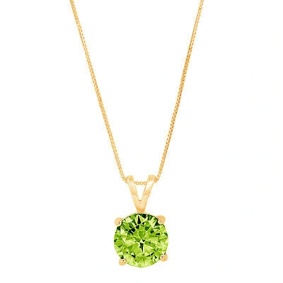 Pre-owned Pucci 3 Round Natural Peridot Solitaire Pendant Necklace 18" Chain 14k Yellow Gold In Green