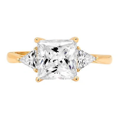 Pre-owned Pucci 2.40 Ct 3 3 Princess Trillion Cut Classic Engagement Bridal Ring 14k Yellow Gold In White/colorless