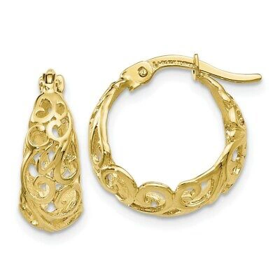 Pre-owned Skyjewelers Real 10kt Yellow Gold Polished Hinged Hoop Earrings