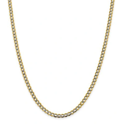 Pre-owned Accessories & Jewelry 14k Yellow Gold 4.3mm Semi Solid Pave Curb Chain W/ Lobster Clasp 16" - 24"