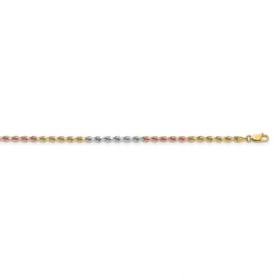 Pre-owned Accessories & Jewelry 14k Tri Color Gold 3mm Solid Diamond Cut Rope Chain W/ Lobster Clasp 18" - 24"