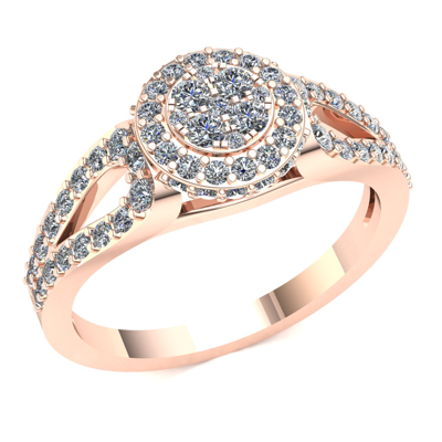 Pre-owned Jewelwesell Gneuine 0.75ctw Round Cluster Halo Diamond Engagement Ring Split Shank 10k Gold