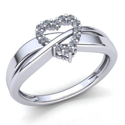 Pre-owned Jewelwesell 0.25ctw Round Brilliant Cut Diamond Ladies Bridal Heart Engagement Ring 10k Gold