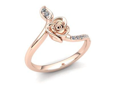 Pre-owned Jewelwesell Genuine 0.33ct Round Cut Diamond Ladies Flower Fancy Promise Ring 10k Gold