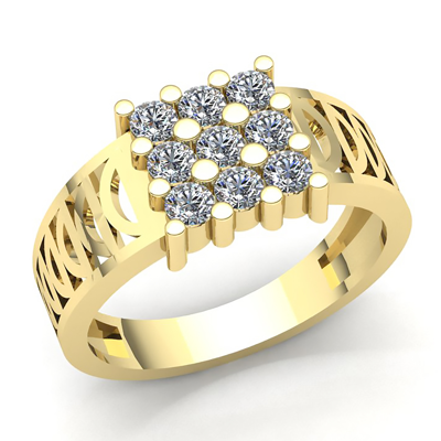 Pre-owned Jewelwesell 0.25ct Round Cut Diamond Mens Cluster Wedding Band Ring 18k Gold