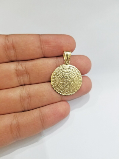 Pre-owned Goldbar Jeweler Real 10k Gold Mayan Calendar Circular Charm Pendant 10kt Yellow Gold