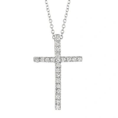 Pre-owned Morris 0.20 Ct Natural Diamond Cross Necklace 14k White Gold Si 18 Inches Chain