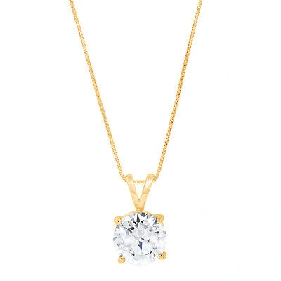 Pre-owned Pucci 1.0 Ct Round Cut Vvs1 Clear Simulated Pendant 16" Chain Box 14k Yellow Gold In D
