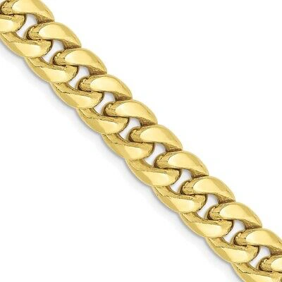 Pre-owned The Black Bow Men's, 10k Yellow Gold 7.3mm Hollow Miami Cuban (curb) Chain Necklace