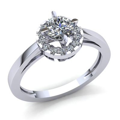 Pre-owned Jewelwesell Natural 0.25carat Round Diamond Ladies Solitaire Halo Engagement Ring 14k Gold
