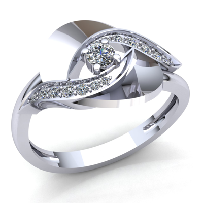 Pre-owned Jewelwesell Genuine 0.25ct Round Cut Diamond Ladies Bridal Halo Engagement Ring 14k Gold
