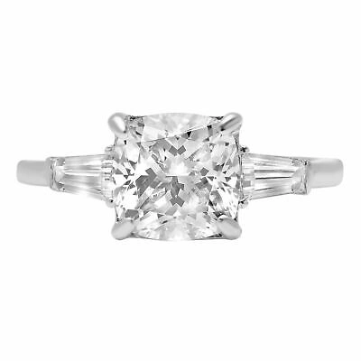 Pre-owned Pucci 3.5 Ct Cushion Cut 3 Stone Moissanite Promise Bridal Wedding Ring 14k White Gold In White/colorless