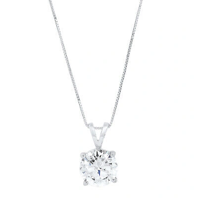 Pre-owned Pucci 1.8ct Round Cut Simulated Solitaire 14k White Gold Pendant Necklace + 16" Chain In D